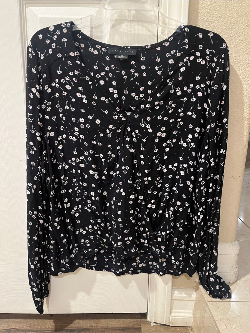 Sanctuary Black Floral Long Sleeve Blouse